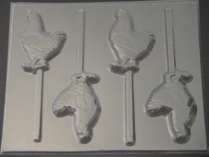 621 Rooster Chicken Chocolate or Hard Candy Lollipop Mold